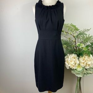 J CREW factory pleated neck-black dress